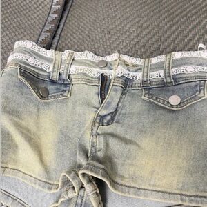 Stylish Lace-Trimmed Blue Jeans